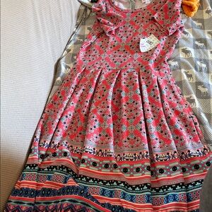 LuLaRoe Amelia Pink and Blue Dress